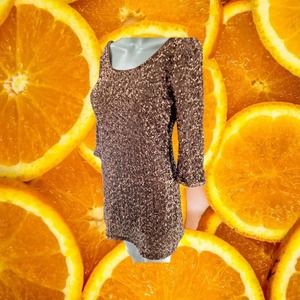 Forever 21 Gold‎ Sequin 3/4 Sleeve Mini Dress Size Small